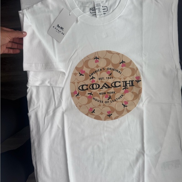 Coach Dresses & Skirts - Coach White and Tan Graphic Tee